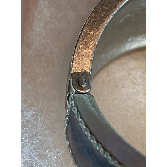 Lia Sophia Deep‎ Blue Enamel Silver Diamond Style Accents Magnetic Cuff Bracelet - Picture 7 of 8